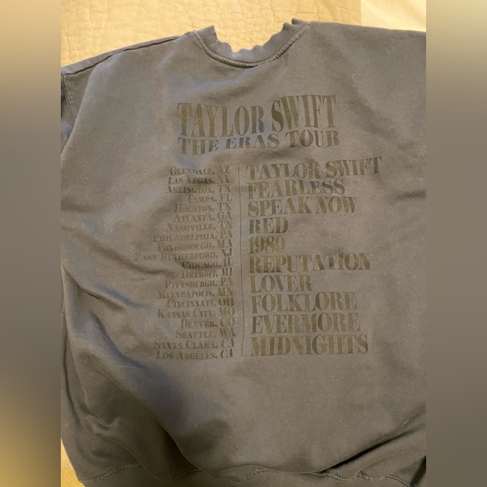 Large Taylor Swift Eras Tour Blue Crewneck